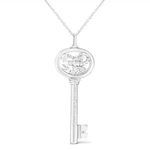 Haus of Brilliance Silver Diamond Accent Scorpio Zodiac Key Pendant Necklace